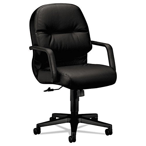 HON Pillow-Soft Mid-Back Chair with Center-Tilt and Fixed Arms, Black