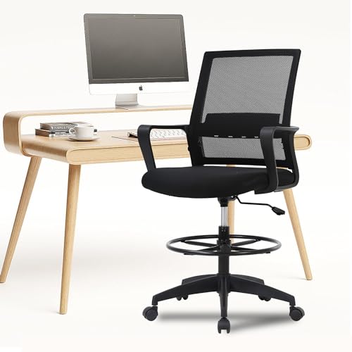 PayLessHere | Tall Drafting Chair | Black | with Lumbar Support