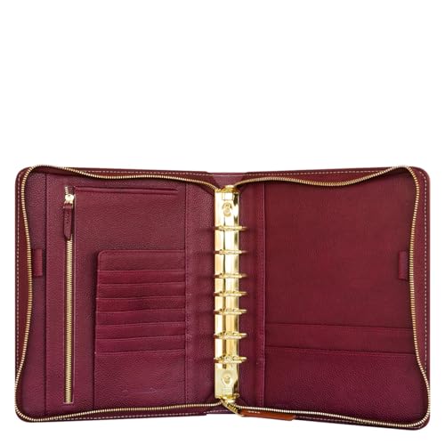 FranklinCovey - Jody Ring-Bound Binder for FranklinCovey Planners | Leather - Zipper Binder (Classic, Deep Red)