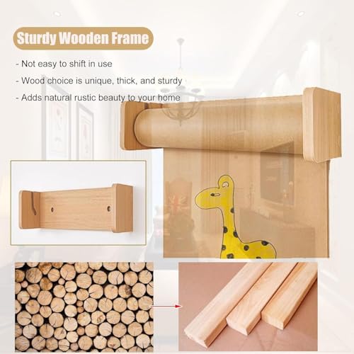 LNNW Kraft Paper Dispenser Wood Kraft Paper roll Holder with Cutter, for Kitchen DIY Room Office Business Nursery, Easy to Hang Decorative Message Boards for Wall(Wide 21inch/51cm)