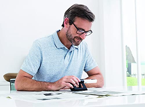 Eschenbach Mobilux LED Handheld Magnifier with Mobase Stand - Hands Free Magnifier with Light and Stand - Low Vision Magnifier Aid with Liberty Microfiber Cloth (3.5X)