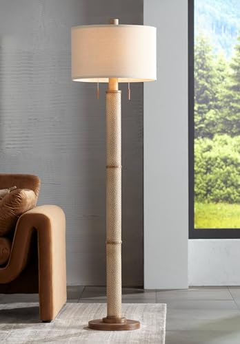 Santiago 65" Tall Natural Hammered Finish Floor Lamp Living Room