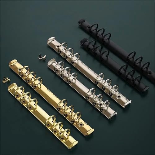 Ring binding, A5 ring binder Ring Binder Mechanism 5 Pieces Metal DIY Loose Leaf Clip with 6 Holes(Black-a5)