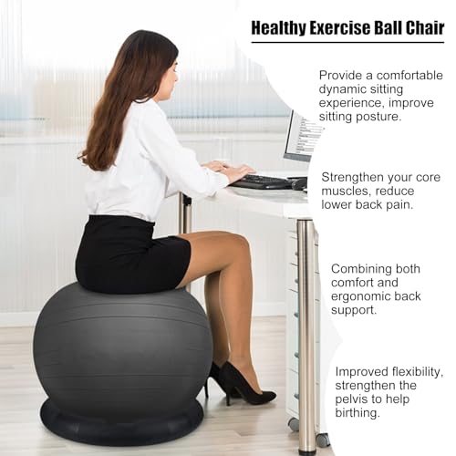 ROYUMI Exercise Ball Chair for Yoga/Fitness, Stability Ball Chair for Office Adults Desk, Pregnancy Ball Chair with Pump, Improve Balance (Size : 75 cm (29 1/2"))