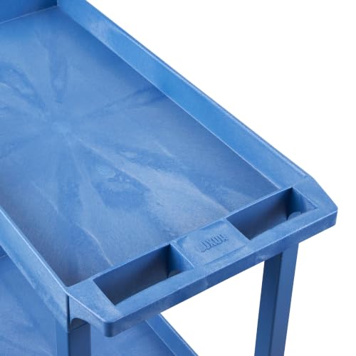 Luxor Three Shelf Heavy Duty High Capacity Tub Cart with Handle - 18"D x 35.25"W x 37.25"H, Plastic, Blue