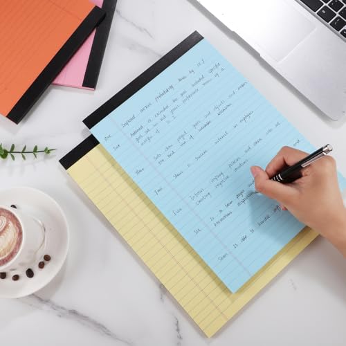 Thboxes 8 Pack Colored Legal Pads, Totally 400 Sheets Legal Pads 8 x 11.5inch College Ruled Writing Pads Wide Ruled Paper for Office, School, College, Professional