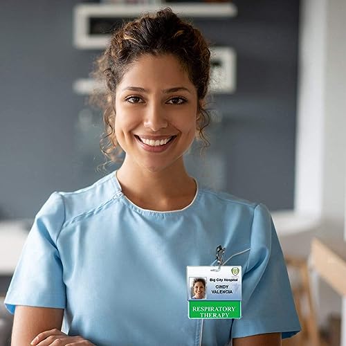 Bulk 25 Pack - Respiratory Therapy Badge Buddy - Horizontal Heavy Duty Spill Proof & Tear Resistant Cards - 2 Sided - Quick Role Identifier ID Buddies for Respiratory Therapists - Printed in USA