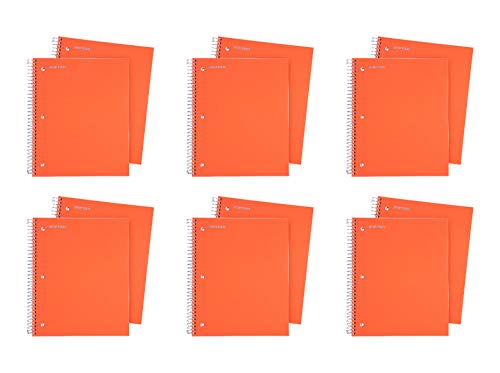 Mintra Office Durable Spiral Notebooks, 3 Subject (Orange, College Ruled 12pk)