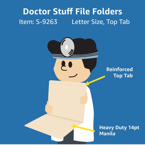 Top Tab Manila File Folders, Doctor Stuff, Reinforced Folder with Full Cut Top Tab, 14 pt, Letter Size, Manila, Carton of 250