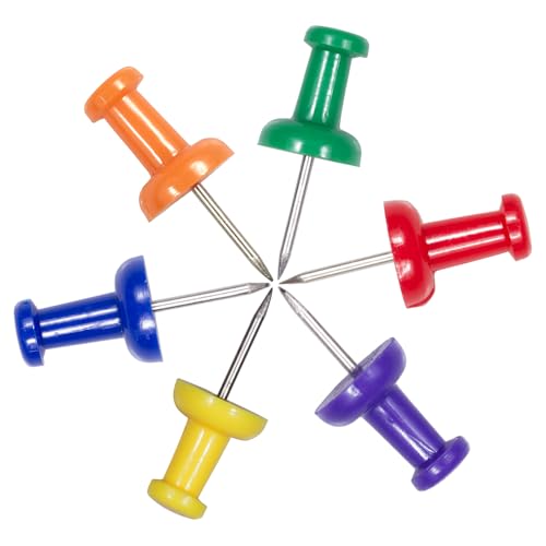 JAM PAPER Colorful Push Pins - Assorted Rainbow Colors Thumb Tacks - 600/Pack