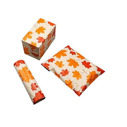 JSEIAJB 50pcs New Mails Bag Maple Leaf Pattern 10 * 13 Inch Courier Bag Mailers Self Seal Plastic Mailing Envelope Bag(32X45cm)