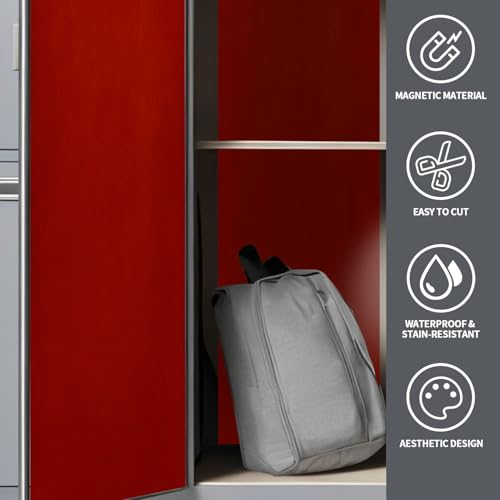 CEREJYPUZ 2 Pcs Locker Magnetic Wallpaper Bright Maroon deep red Colored Cracked Effect wall Texture 12" x 36" Wall Magnetic Sticker Removable Locker Accessories Decor Easy Install for Office School