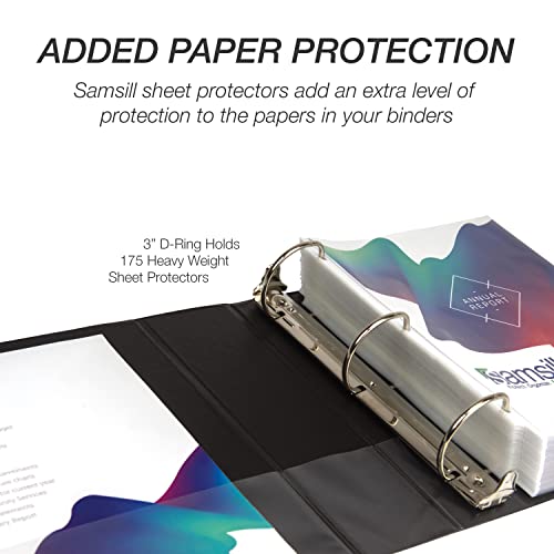 Samsill Durable 3 inch 3 Ring Binder, D Ring Binder, 100% Recycled Chipboard, Black, Pallet of 288 Binders in 24 Cartons