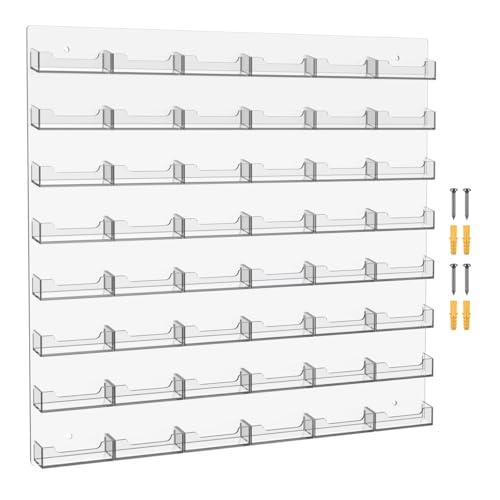 Wall Business Card Holder with Hanging Hardware 48 Pockets for 3.5" x 2" Gift or Appointment Cards Real Estate Hotel Retail Stores Multi Pocket Clear Acrylic One Piece by Marketing Holders