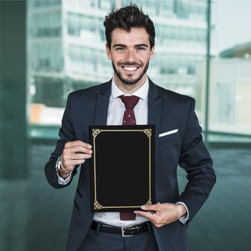 Black Certificate Holders (50 Packs), Diploma Covers Gold Foil Border