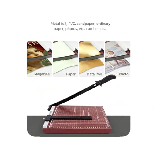 Mavoli A4 Wooden Panel Guillotine Paper Trimmer, Heavy‑Duty 12‑Sheet Cutting Capacity with Safety Blade Lock, Gridded Base Paper Cutter for Photos, Cardstock, Magazines, PVC and Regular Copy Paper