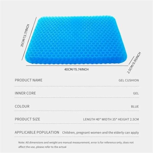 SamLng Breathable Gel Seat Cushion - Honeycomb for Back and Tailbone Relief - Ideal for Home, Office, Wheelchair, and Car Use(Purple,E)