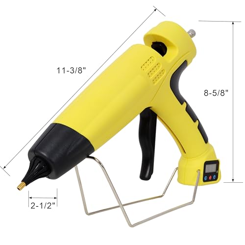 Heavy Duty Hot Glue Gun, 550W Professional Hot Melt Glue Gun with Digital Display, Temp Adjustable, 4 Nozzles & 24 Glue Sticks, Yellow 11.3" x 2.5" x 8.6"