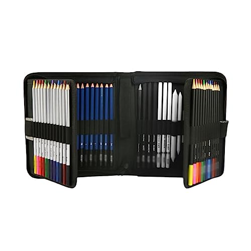 54 Pieces Sketching Water Soluble Oil 12 Colour Pencil Set Drawing Painting