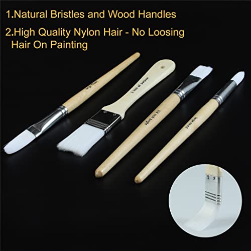 UOHLCX HBJWOV 24Pcs Different Paint Brush Set with Fabric Brush Roll Oil Painting Supplies Watercolor Paint Brushes for Acrylic Painting Art