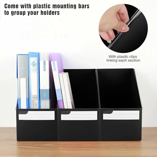 VRFTGHYJU 3 Pack Foldable Plastic Magazine File Holder - A4 Document Organiser with Labels,(Black)