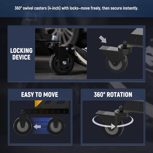 AUTOOL Heavy-Duty Modular Service Cart – 360° Swivel Casters Welding Cart Large Storage Drawer & Corrosion-Resistant Steel for Automotive Workshops T22