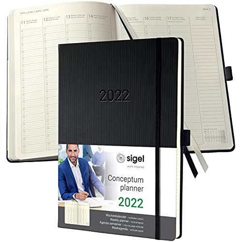 Sigel C2218 Conceptum Weekly Planner 2022-22,5 x 31,5 cm - hardcover - 192 Pages - Black