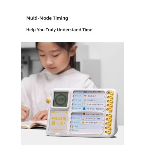 Homework Routine Planner Timer Board, Visual Desk Board with Electronic Display, 10 Task Slots, Rotary Knob, and Home Study Planning Visual Study Timer Homework Routine Planner Desk Task Home