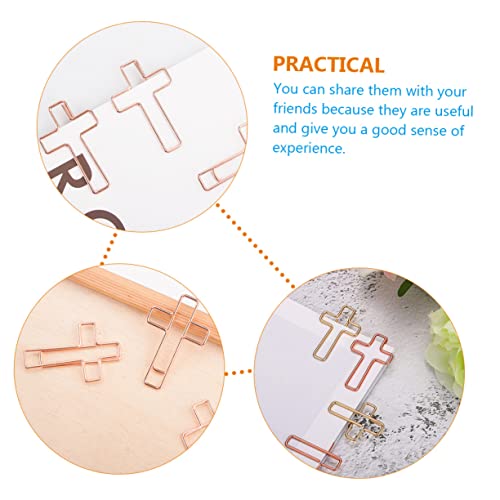 240 Pcs Paper Clips for Office Bible Clips Desk Accessories Cross Pin Office Accessories Bible Shaped Pin Colorful File Folders Gold Decor Journaling Paper Clips Small Pin Metal (Rose Goldx
