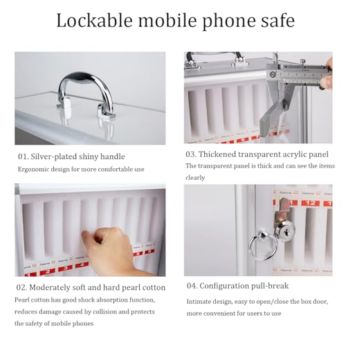 WSNCXFW Aluminum Alloy Pocket Chart Storage Cabinet, School Mobile Phone Storage Box,Cell Phone Lockers with Door Locks and Keys, for Classroom Office Employees,48slots