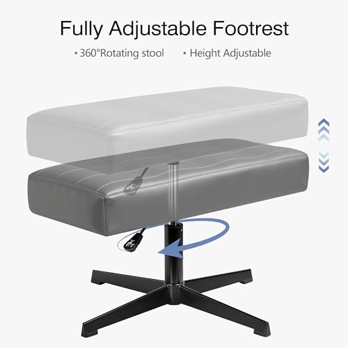 VECELO Under Desk Footrest, PU Ergonomic Foot Rest with Comfort Padding, Height Adjustable for Relieving Leg Pain, Stiffness, and etc, Gray
