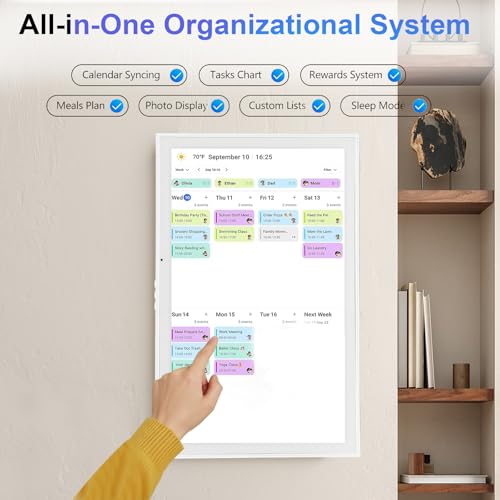 ALINUOYQ Digital Calendar, 21.5Inch Intelligent Family Planner Organizer with Interactive Touchscreen Display, Digital Calendar Wall Touch Screen for Family Meal Planners Support, Wall or Desk Mount