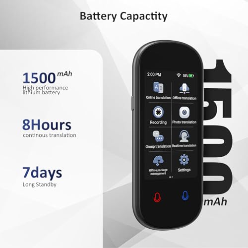 Language Translator Device No WiFi Needed, 138 Languages Two Way Real-Time Voice Translation with 3”HD Touch Screen, Instant Translator Support Offline/Recording/Photo Translation for Travel Business