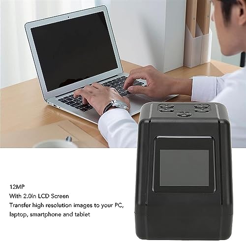 Slide Negative Scanner, with 2 in LCD Screen, Converts 135 110 126 and Super 8 Films, Slides, Negatives to Digital JPG Photos, Adjustable Brightness and Color