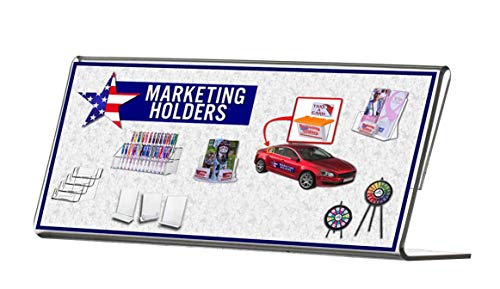 Marketing Holders 15 Pack Acrylic Sign Holder 6" x 2" Clear Slant Back Side Loading Horizontal Desktop Display for Name Plates Product Info Titles and Place Settings