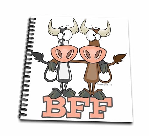 3dRose db_103854_1 BFF Cow Best Friends Forever Buddies-Drawing Book, 8 by 8-Inch