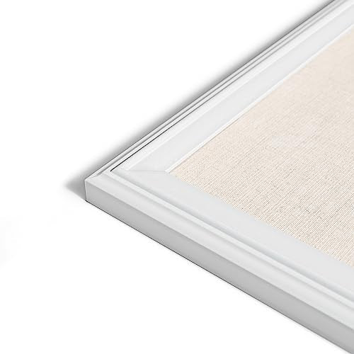 U Brands White Cork Board 20 x 30, Framed Linen Bulletin Board, Pin Board