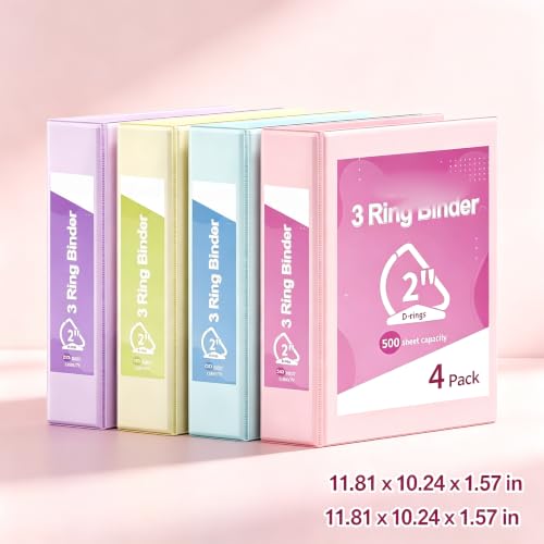 3 Ring Binder 2 Inch,Clear View Binder Three Ring PVC-Free