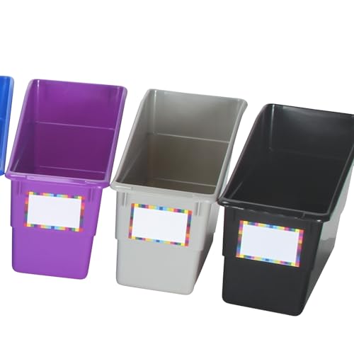 Really Good Stuff Rainbow Organizing Bins, Plastic Book Holders - 12-Pack