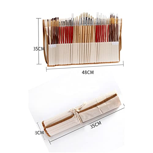 UOHLCX HBJWOV Brush with Canvas Bag Set Long Wooden Handle Synthetic Watercolor