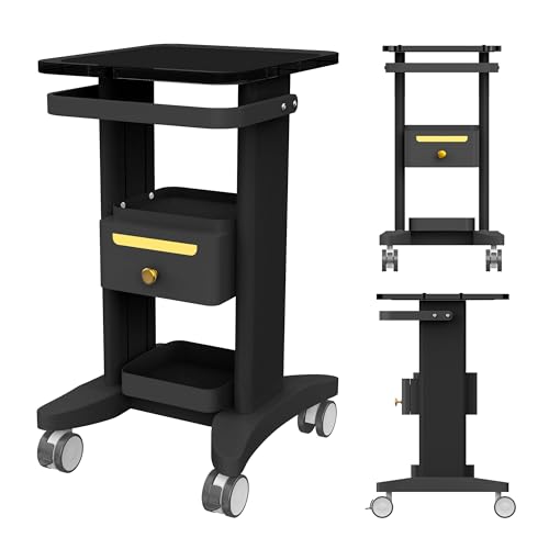 Seveat Professional Medical Cart | 3-Tier Rolling Trolley with Drawers | 198 lbs Capacity | Portable Utility Cart for Hospitals, Clinics, Spa, Office, or Home (Black)