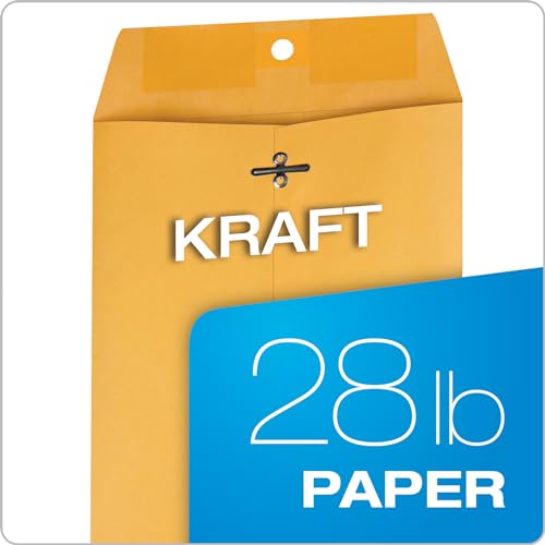 Quality Park 6 x 9 Clasp Envelopes, 500 Pack, Document Envelopes with Gummed Flap, Heavyweight 28 lb Paper with Reinforced Holes and Double Prong Clasp, Brown Kraft