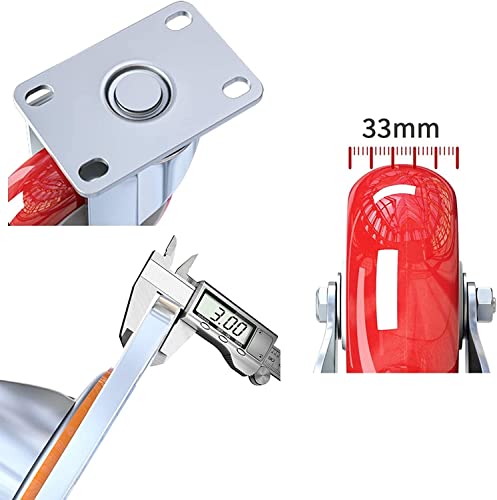 MXXADHPL Office castors Swivel Wheels for Furniture,Red Moving Caster Wheels,Trolley Wheels in Polyurethane