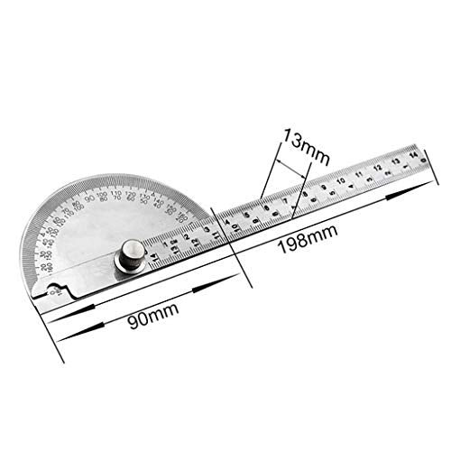 HBJWOV Stainless Steel Round 180 Degree Protractor Angle Finder Measuring Ruler Machinist Tool 10cm Ruler