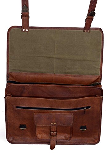 18 Inch Leather Briefcase for Men & Women, Laptop Office Computer Bag