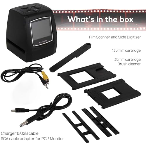Mini Negative Scanner 35mm/135mm 2.4-inch Slide Converter LCD Screen, Automatic Exposure &Color Balance Adjustment,Photo Digital Image Viewer Built-in Editing Software