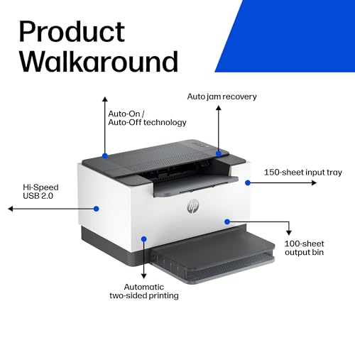 HP LaserJet M209d Laser Printer, Black and White, Automatic Duplex, Wired Connection Only (USB Cable Included), Best-for-Home Office (8J9L0F)