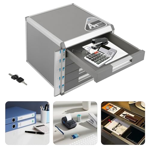Josbuynls File Cabinet, Desk Organizer with 7 Drawers Metal Desktop Storage Cabinet File Holder with Locks and Keys for Home Office Organization (5 Layers-5 Small Floors)