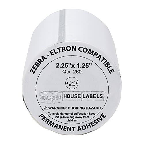 HouseLabels Compatible with Zebra, 3/4" Core, 2.25" x 1.25"