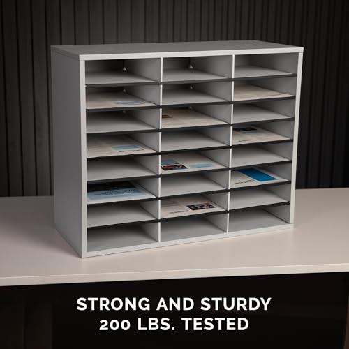 Fellowes 25041 Literature Organizer - 24 Compartment, Letter, Dove Gray